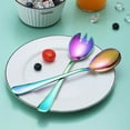 thumbnail image 5 of Duslogis Rainbow Salad Server Set 2 Pieces, Titanium Rainbow Plating Stainless Steel Salad Serving Set, Salad Spoon, Salad Servers, Salad Fork, Dishwasher Safe (Rainbow), 5 of 7