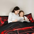 thumbnail image 5 of Manfei Futuristic Gamepad Boys Bedding Comforter Set, Black Red Honeycomb Twin Comforter Sets, Geometric Abstract Reversible Bedding Set, Ultra Soft Home Decor, 2pcs, 5 of 8