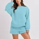thumbnail image 1 of ICHUANYI Clearance Women Fashion Round-Neck Blouse Long Sleeve Tops Sweatshirt Shorts Casual Suit Sets(Light Blue, XL) ICHUANYI WER2023081205088, 1 of 7