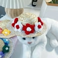 thumbnail image 4 of Pet Sombrero Straw Hat Mini Dog Sun Protection Hat with Flower Adjustable Hawaii Sun Bucket Cap Summer Beach Hat for Small Medium Dogs Cats, 4 of 8