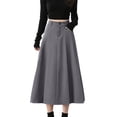 thumbnail image 2 of Rove Studio Women's High Waist Pleated A-Line Midi Skirt, Casual Flared Work Skirt with Pockets, Elegant Solid Skirts for Women Grey S, 2 of 4