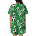 thumbnail image 4 of Womens Pajama Sets With Pocket, soccer balls Cute green Lounge Sets Short Sleeve Sleepwear PJ Sets for Women, 4 of 6