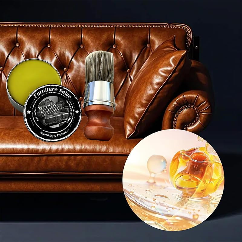 2PCS Furniture Salve & Brush, 8oz Leather and Wood Furniture Salve with Brush for Home, Sofa, Car Seats