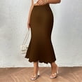 thumbnail image 4 of XIAONU Women's Hem Midi Skirt Textured Knit Slim Fit Skirt Elegant Chic Skirts, 4 of 4