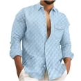thumbnail image 1 of Blusa y camisa de manga larga con cuello vuelto para hombre, informal, con botones y bolsillos, a cuadros, de poliéster, 1 of 8