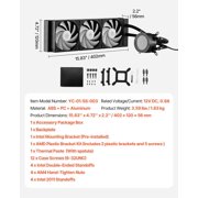 AIO CPU Liquid Cooler with 2.1 LCD Display, ARGB Lighting, 3x 120mm PWM Fans, High-Speed Pump, Universal Intel & AMD Socket Compatibility for Efficient PC Cooling
