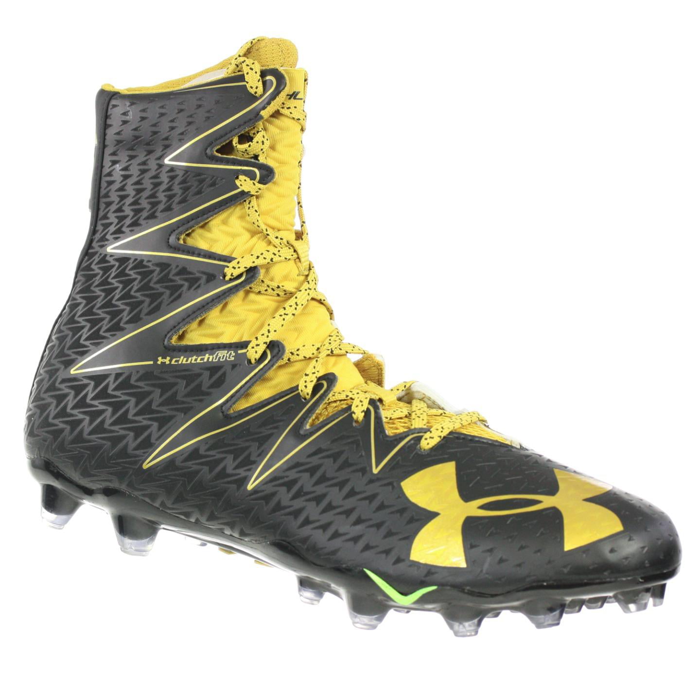 gold and black under armour cleats