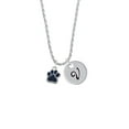 thumbnail image 2 of Delight Jewelry Silvertone Small Navy Blue Paw Silvertone Script Initial Disc - V - Charm Necklace, 20"+3", 2 of 4