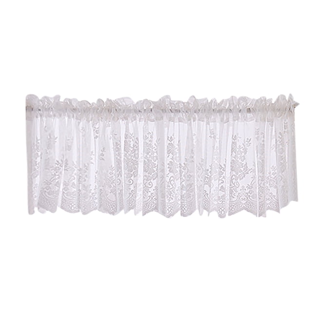 BeesClover Lace Short Curtains Heat Light Blocking Rod Pocket Sheer Curtains for Kitchen Basement Bedroom Decor
