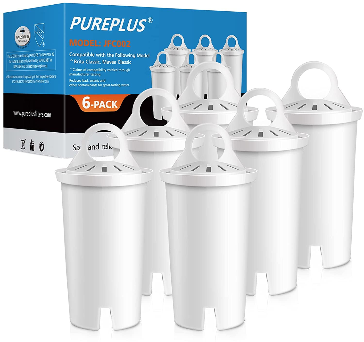 PUREPLUS NSF Certified Pitcher Water Filter, Replacement for Brita