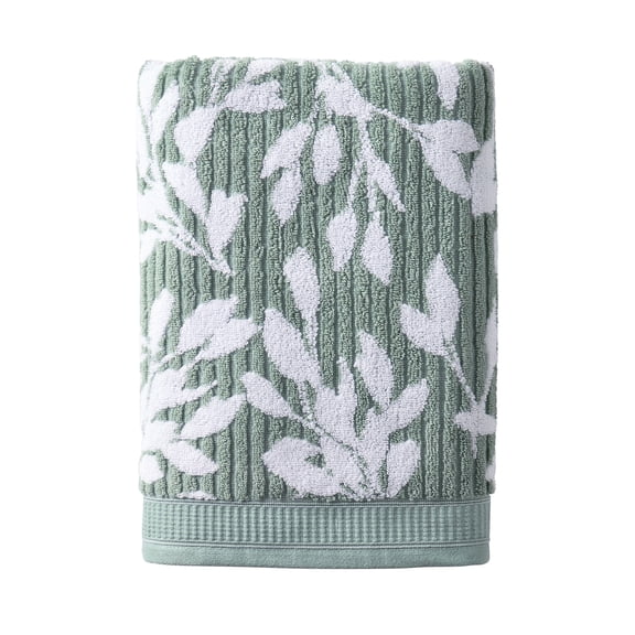 Better Homes & Gardens Signature Soft Floral Bath Sheet,Green River/Arctic White