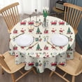 thumbnail image 3 of Beige Christmas Santa and Train Pattern Round Tablecloth 60"x60",Wrinkle Wipeable Table Cloth for Kitchen Dining Room Picnic Patio Party, 3 of 6