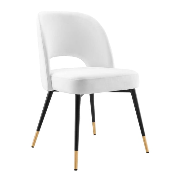 Maklaine 18.5" Performance Velvet Fabric Dining Side Chair in White
