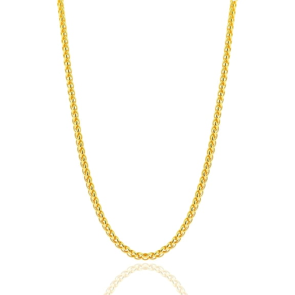 18K Gold Wheat Chain for Men Women, Mens Stainless Steel Gold Plated Chain Necklace