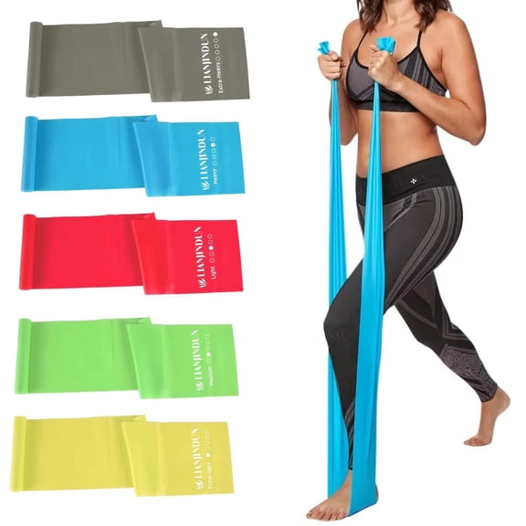 Professional Resistance Bands Set of 5, Latex-Free Elastic Exercise Bands for Workouts, Physical Therapy, Yoga, Pilates, Strength Training for Women and Men, Multicolor