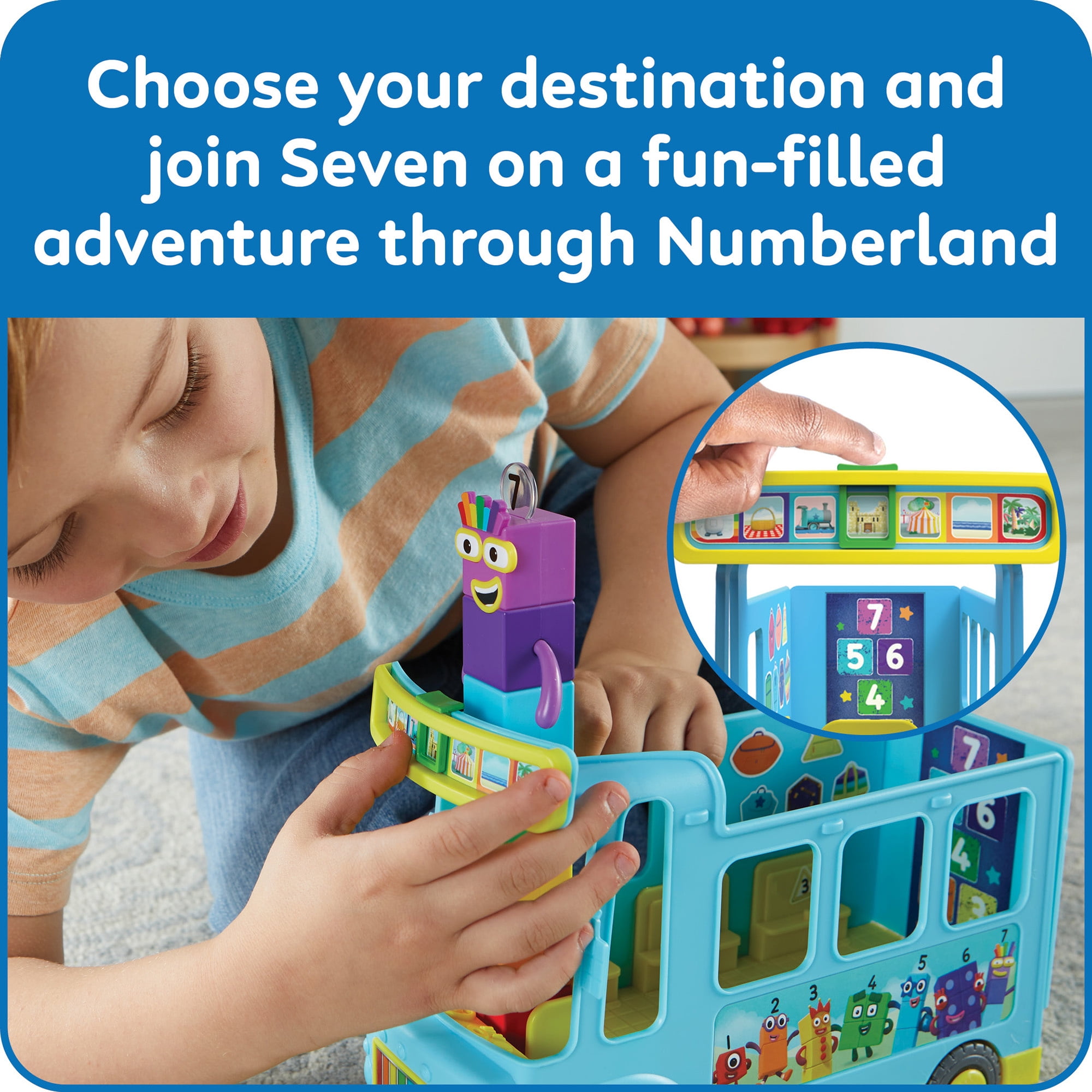 hand2mind Numberblocks Rainbow Counting Bus, Toy Vehicle, Play Figure Playsets, Ages 3+ (3 Pieces)