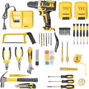 21V Tool Kit with Drill, 120PCS 21V Cordless Drill Set with 3/8 Keyless Chuck of Metal & 25+3 Clutch with Impact, 2 x 2.0Ah Battery & Fast Charger, Max Torque 45Nm, 2-Variable Speed