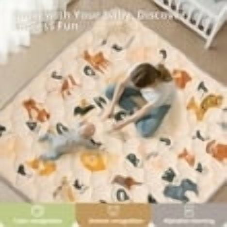 Baby Play Mat, Caveen Thicken Soft Cotton Baby Playmats, Foldable Anti-Slip Floor Crawling Playmat Playpen Mat for Infants and Toddlers, 50"x50", Beige