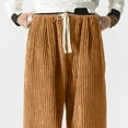 thumbnail image 5 of YUGYXL Drawstring Corduroy Pants for Men Plus Size Loose Tapered Pants Elastic Waist Breathable Comfy Lounge Pants Yellow M, 5 of 8