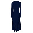thumbnail image 5 of Women's Maxi Dress Long Dress Long Sleeve Western Style Button Front Gathered Detail Sexy Dress for Spring Fall,Navy,3XL, 5 of 6