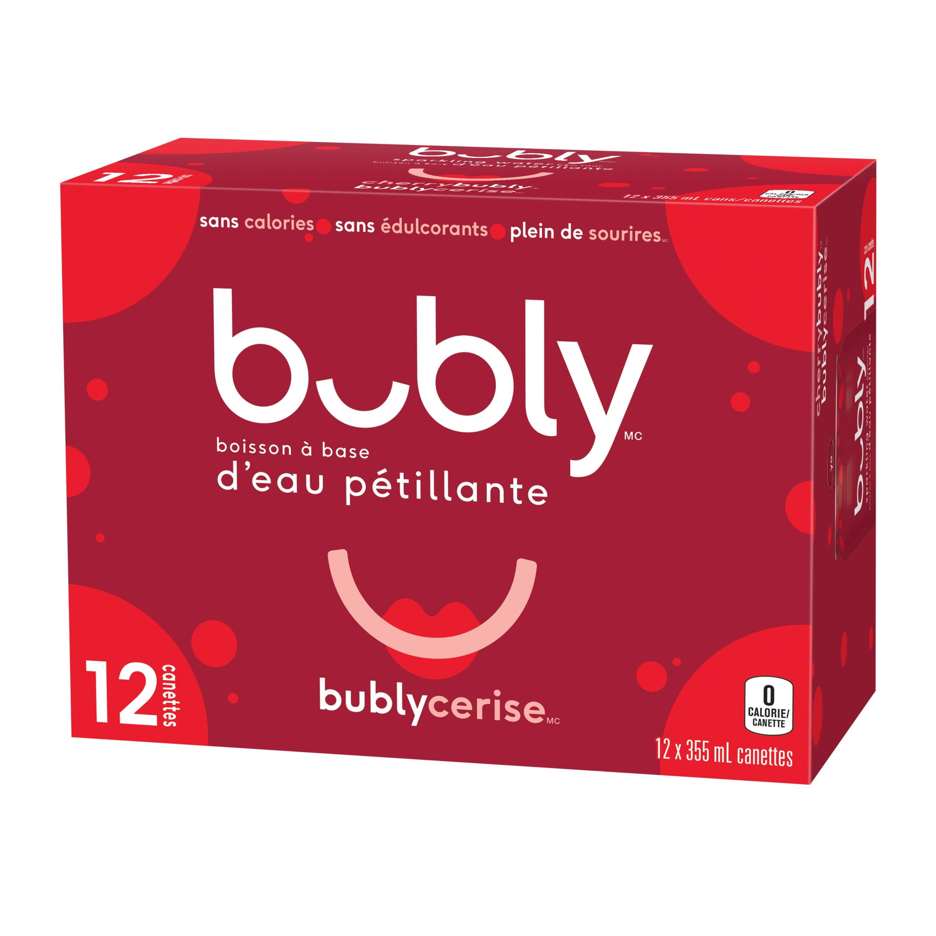 Bubly Eau Pétillante à la Cerise Canettes de 355 ml, Lot de 12