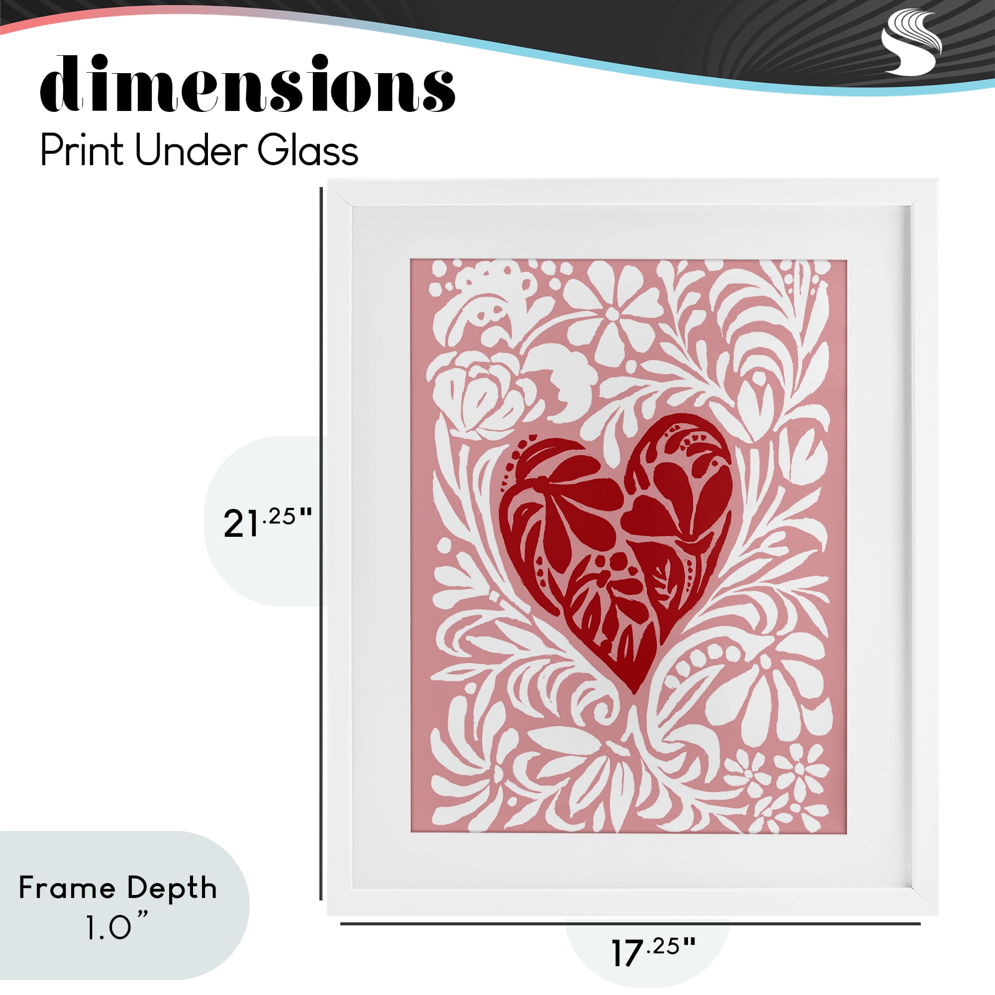 Stupell Industries Red Leafy Heart on Pink White Framed Print Under Glass, design by Cindy Jacobs