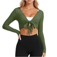 thumbnail image 3 of TaTaai Women's Front Tie Wrap Long Sleeve Leisure Cover Up, Solid Color Comfort Yoga Ballet Sports Outer Tops Gift, 3 of 9