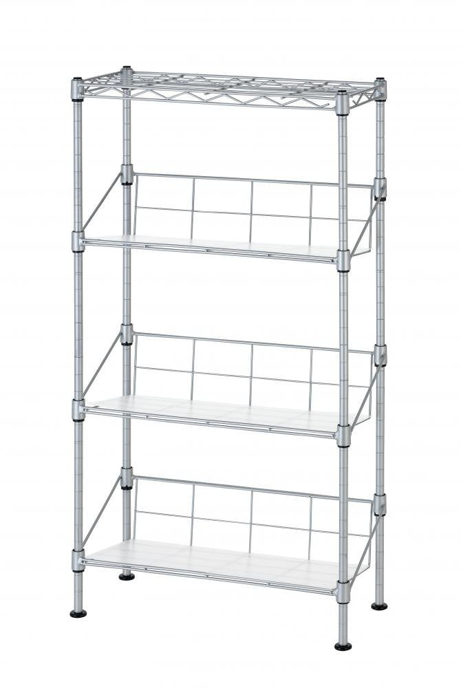 New Silver 4Tier Media Rack CD Rack Stand Racks Organizer Storage Rack
