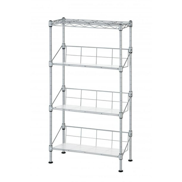 New Silver 4Tier Media Rack CD Rack Stand Racks Organizer Storage Rack