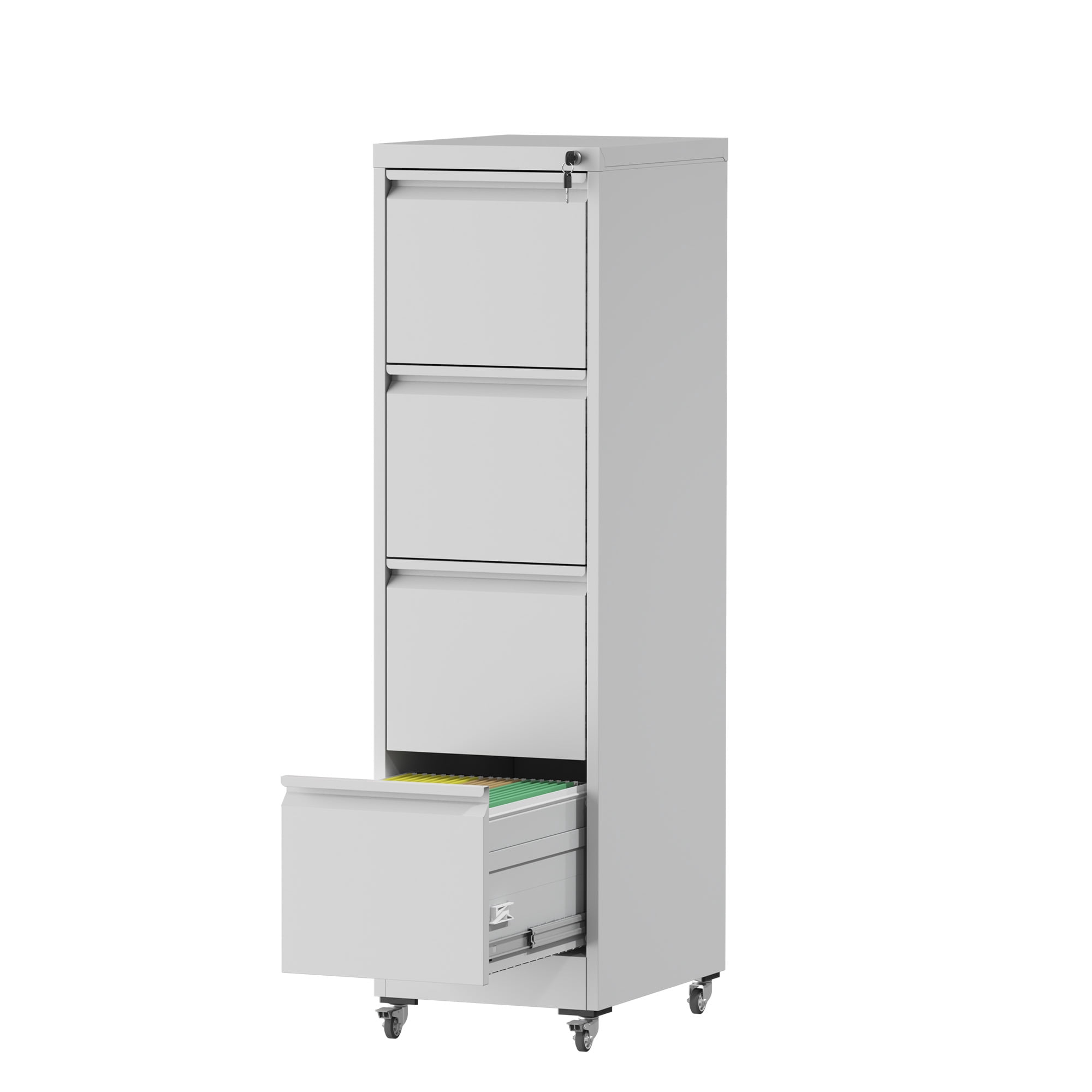 Heavy-Duty 4-Drawer Locking File Cabinet on Wheels