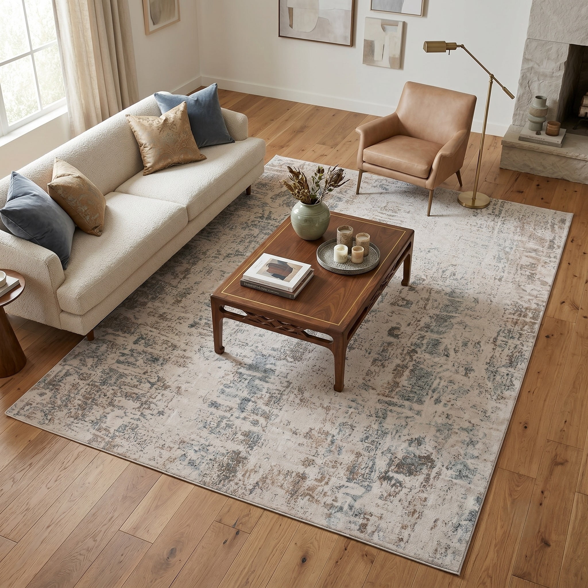 LR Home Martha Denie Gray/Taupe Contemporary Abstract Polyester Area Rug, 1'10" x 3'