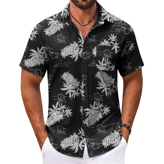 Camisa COOFANDY Hawaiian con botones para hombre, de verano, con bolsillo
