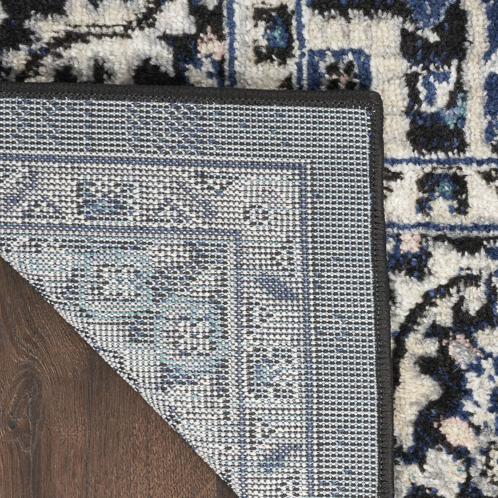 Nourison Passion Black Ivory 5'3" x 7'3" Area Rug, Contemporary, Boho, Bed Room, Living Room, Dining Room, Kitchen, , Easy Cleaning, Non Shedding (5' x 7')