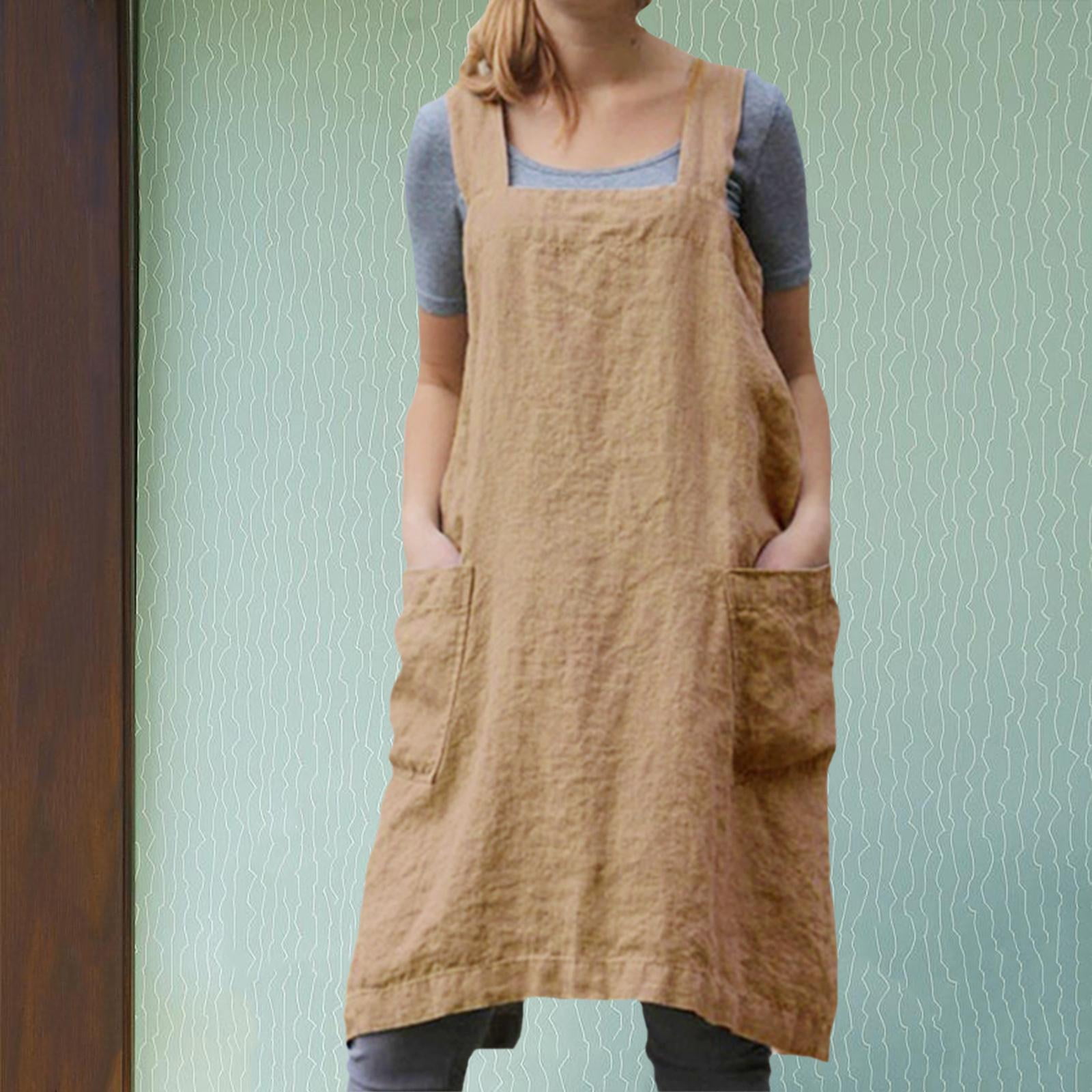 Fiocias 2Pcs Soft Baking Apron with Large Pocket Barista Pinny Painting Gardening restaurant house kitchen Women Men Wife