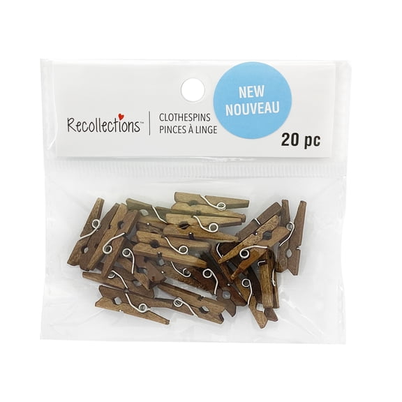 Recollections Mini Walnut Clothespins, 12 Packs: 20 ct. (240 total)