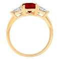 thumbnail image 4 of 2.82 ct Emerald Cut Natural Garnet 3 Stone 18K Yellow Gold Womens Engagement Ring, 4 of 5