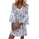 thumbnail image 2 of ICHUANYI Clearance Women's Pring V-Neck Sleeve Printed Ruffle Sleeve Dress(White, S) ICHUANYI WER2023081011130, 2 of 8