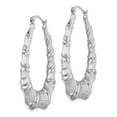 thumbnail image 2 of 925 Sterling Silver Rhodium-plated Oval Bamboo Hoop Earrings; for Adults and Teens; for Women and Men, 2 of 3