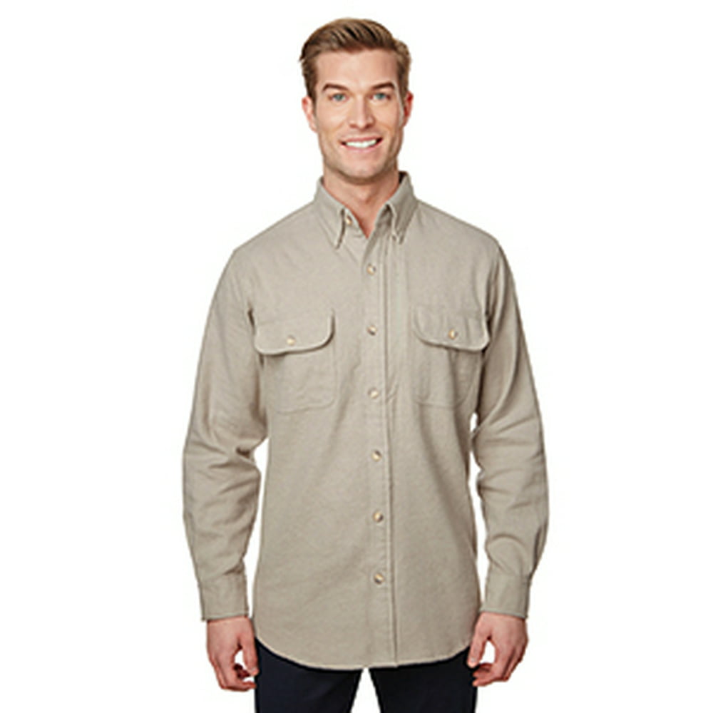 Men's Tall Solid Chamois Shirt - STONE - 2XT - Walmart.com - Walmart.com
