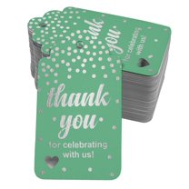 Inkdotpot ThankYou For Celebrating With Us Bridal Shower-Baby Shower-Retirement-Wedding-Birthday Bottle Tag Real Silver Foil Favor Hang Tags Pack Of 100