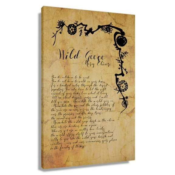 Wild Geese Poem Wall Art Mary Oliver Quote Posters for Kitchen Canvas Decor for Bedroom Contemporary Pictures Print for Bathroom Vertical Framed 20x30 in