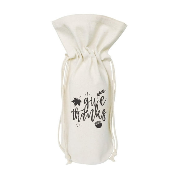 Give Thanks Canvas Wine Bag