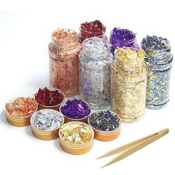 6 Colors Gold Leaf Gilding Resin Metallic Fragments Gold Foils Flake Nail Art