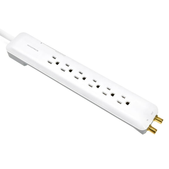 MonoPrice 9199 6 Outlet Slim Power Surge Protector - 1080 Joules