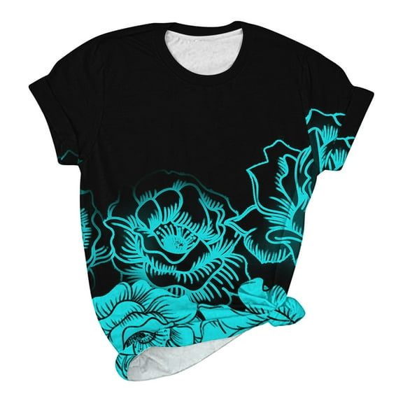 T Shirts for Women Women Fashion Summer Printed Regular Women Short Sleeves Round Neck