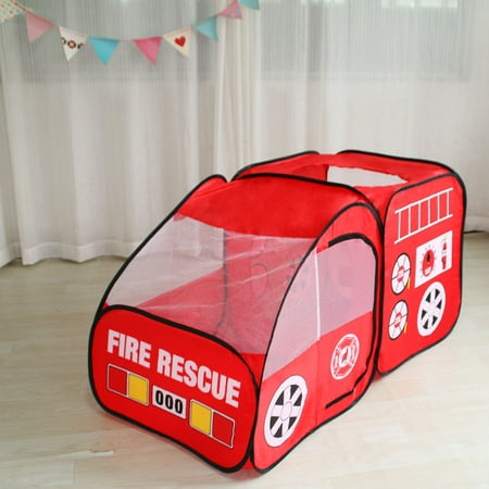 Zimtown Fire Truck Kids Play Tent Playhouse Indoor Outdoor Pop Up Play Pretend Vehicle