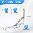 thumbnail image 2 of Wall Shelf Brackets, Heavy Duty Stainless Steel Collapsible Wall Mounted Shelf Bracket Removable Space Saving for Table 8", 2 of 7