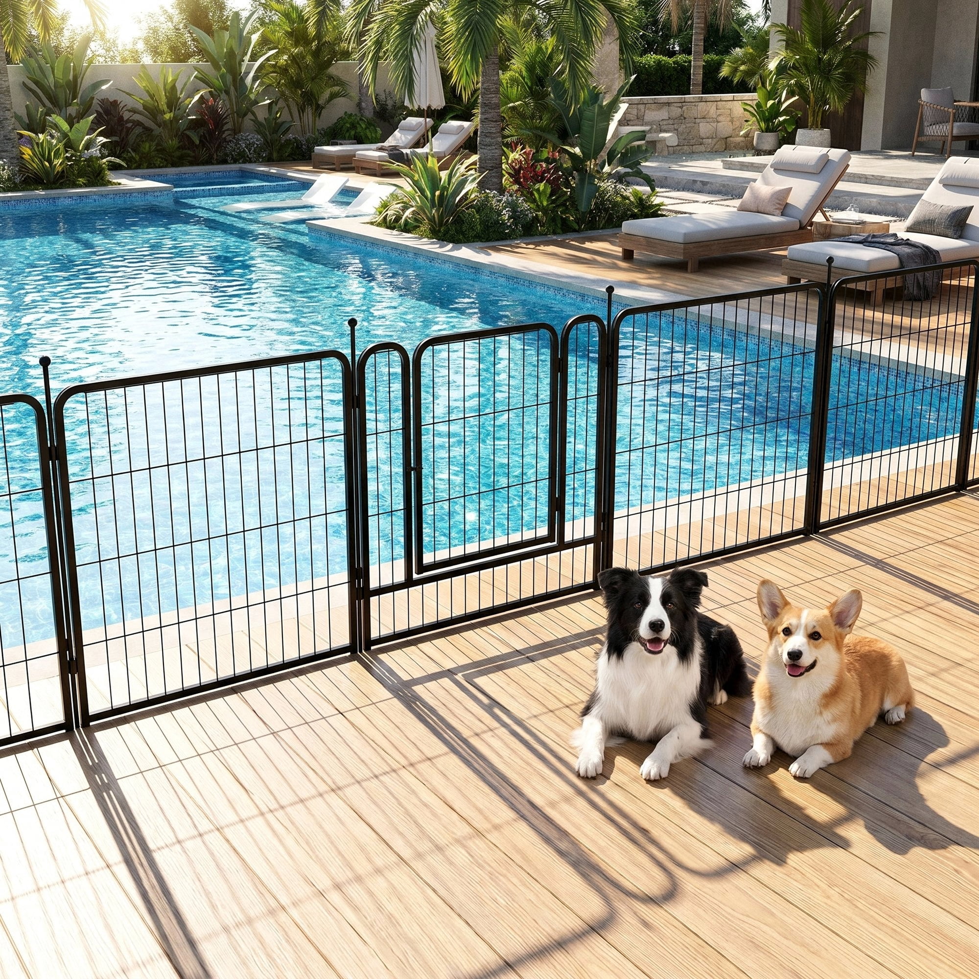 Naipo Dog Playpen for Large Dogs, 32in 16 Panels Portable Dog Fence, Outdoor Playyard for Dog/Puppy, Portable, Black