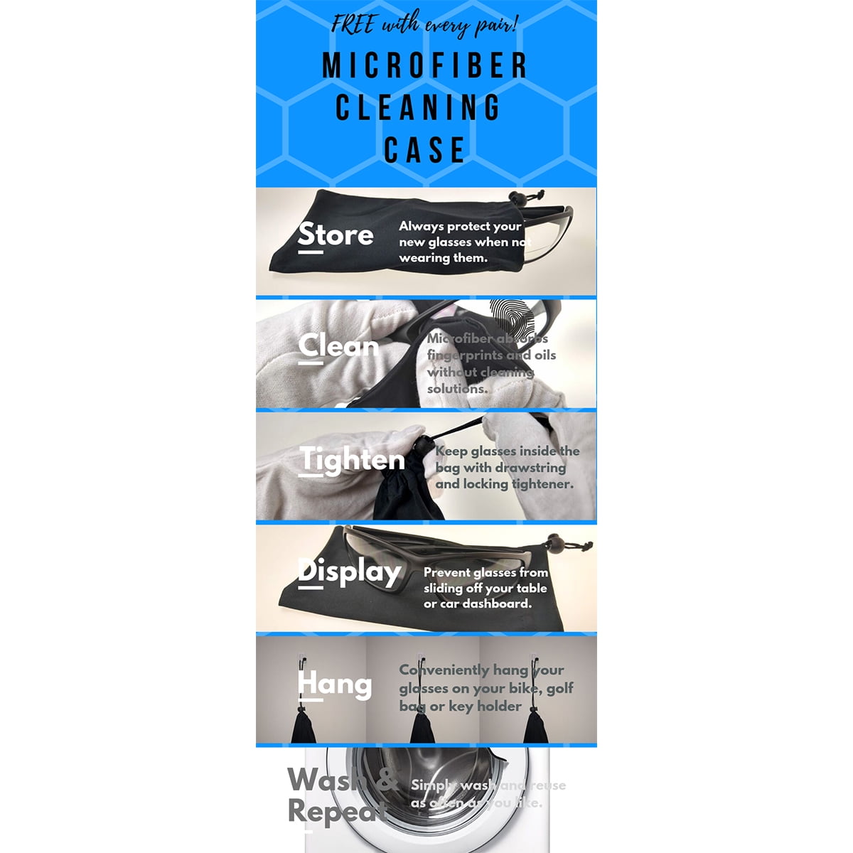 Bikershades Motorcycle Biker Night Safety Glasses Black Men Women Clear 2 Pairs