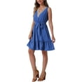 thumbnail image 4 of INSPIRE CHIC Women's Ruffled Hem Waist Strap V Neck Sleeveless Bohemia Midi Dress, 4 of 6